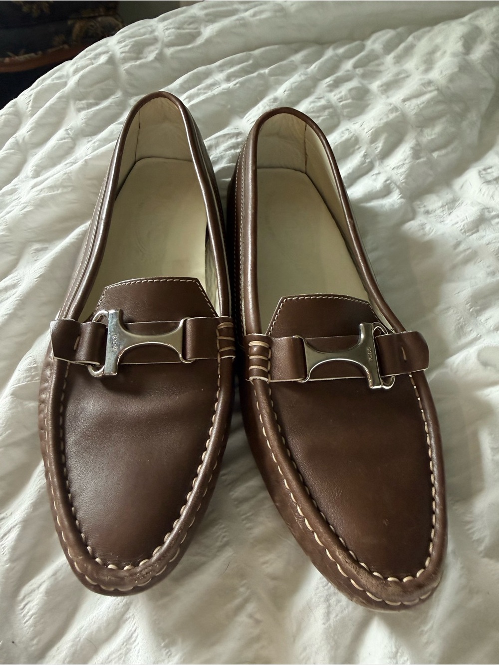 Tod's Brown Leather Women's Bit Loafers